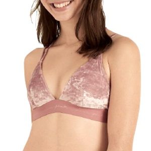 PINK Victoria's Secret Pink Velvet Unlined Paded Triangle Bralette Size Large